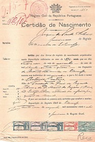 Certidão de nascimento de Egas Moniz